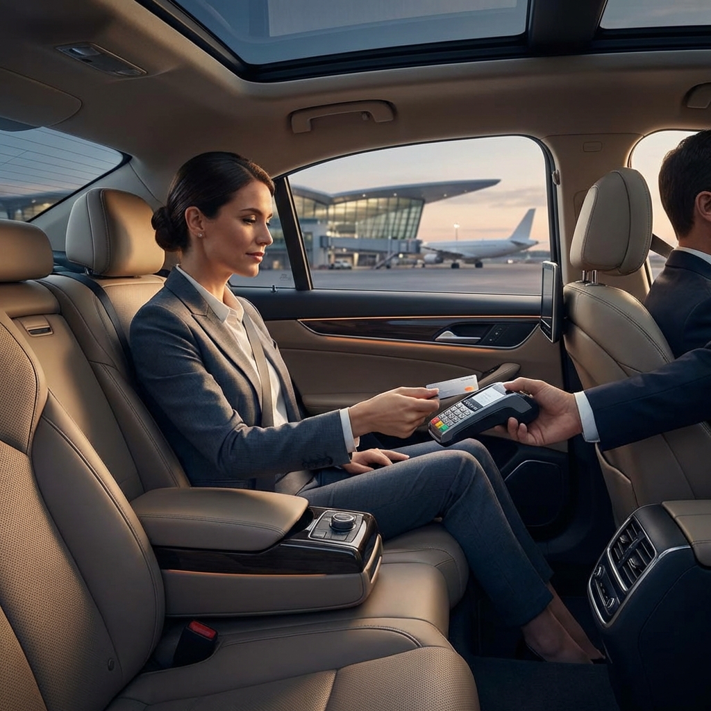 Premium Flughafen Frankfurt mit Kartenzahlung im Fahrzeug